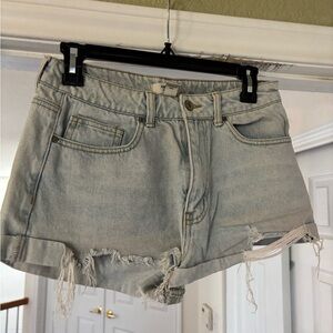 Forever 21 Light Blue Distressed Jean Shorts